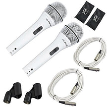 Load image into Gallery viewer, 2 Peavey Pvi2 White Microphone w/Mic Clip &amp; Carrying Bag + Microphone Stand Series Bundle