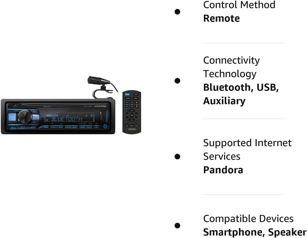 ALPINE UTE-73BT Digital Media Advanced Bluetooth Car Receiver w/AUX/USB+Remote
