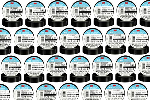 400 Rolls 4 Cases of 100 Rolls 3M 165 TEMFLEX Black 3/4" Vinyl Electrical Tape