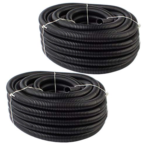 Absolute 2 PCS of 50 FT 1/2" 13mm Split Wire Loom Conduit Polyethylene Tubing Black Color Sleeve Tube