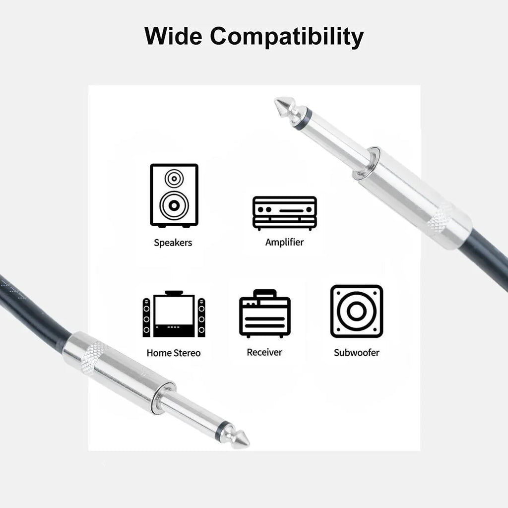 Absolute ASKJ-603 Speaker Cable Wire 1/4 inch TS to Same 3 feet