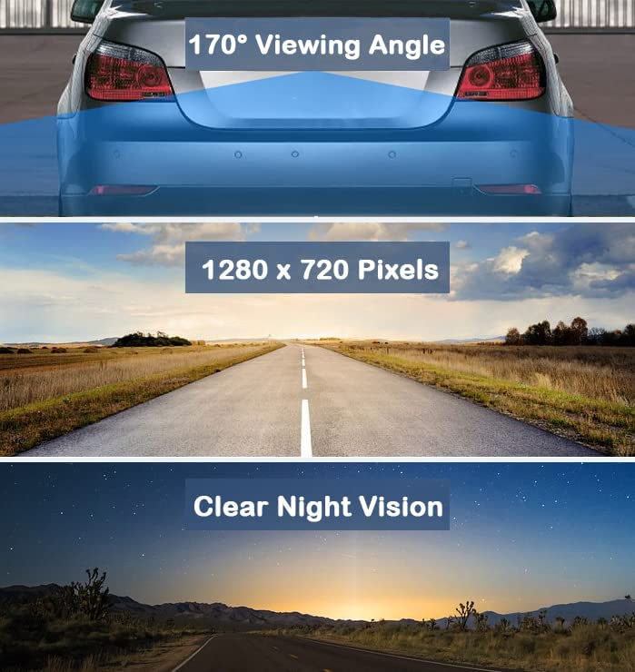 CAM121 Backup Camera Frame License Plate HD Night Vision Rear View 170° Angle Waterproof Compatible with Jensen Car Radio