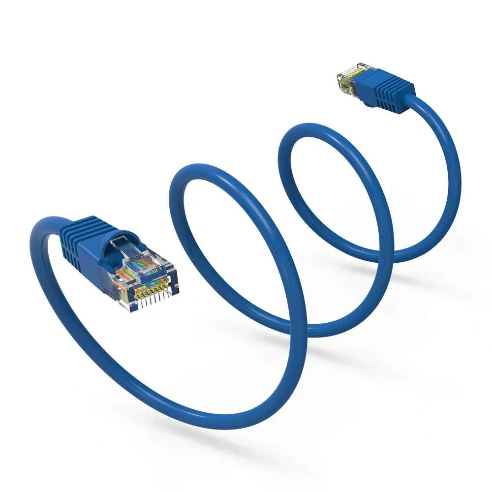 6 Cat6a Ethernet Network Patch Cable RJ45 23AWG 600Mhz Solid Copper Wire 3' Blue