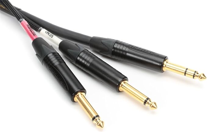 Mogami GOLD INSERT TS-02 Gold Insert TS Cable - 1/4-inch TRS Male to Dual 1/4-inch TS Male - 2 foot