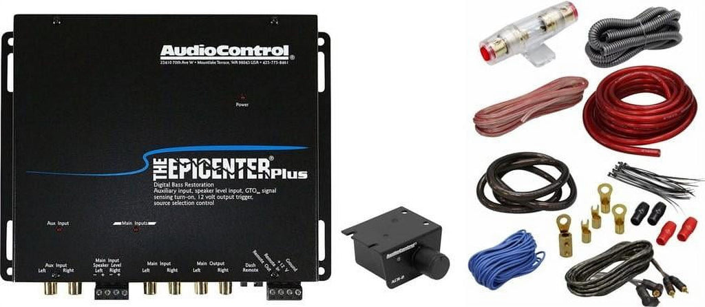 Audio Control The Epicenter & Absolute KIT4 Bass Restoration Processor with OEM Integration plus Auxiliary Input & Absolute 4 Gauge Amp Kit