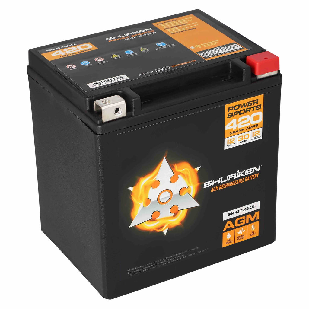 Shuriken SK-BTX30L 420 CRANK AMPS / 30AMP HOURS AGM Power Sports 12V Battery