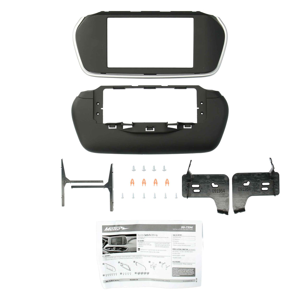Metra 99-7396 L Shaped Single DIN 2" or Double DIN 4" Car Stereo Dash Kit - Compatible Fits for Hyundai Santa Fe 2019-2020