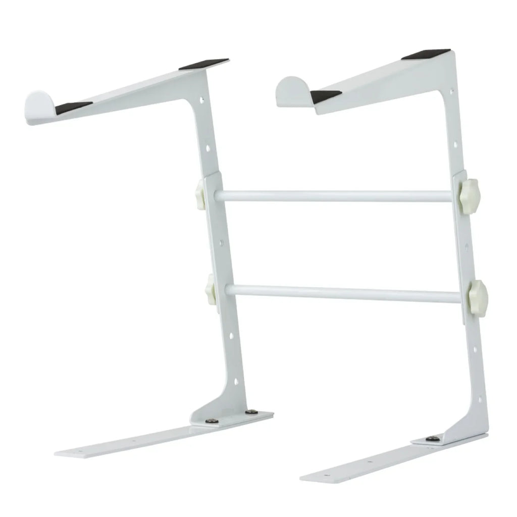 MR DJ LTS109WH Laptop Computer Stand White Mobile Disc Jockey PC Table Rack Mount Clamp Bracket