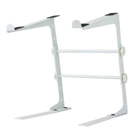 MR DJ LTS109WH Laptop Computer Stand White Mobile Disc Jockey PC Table Rack Mount Clamp Bracket