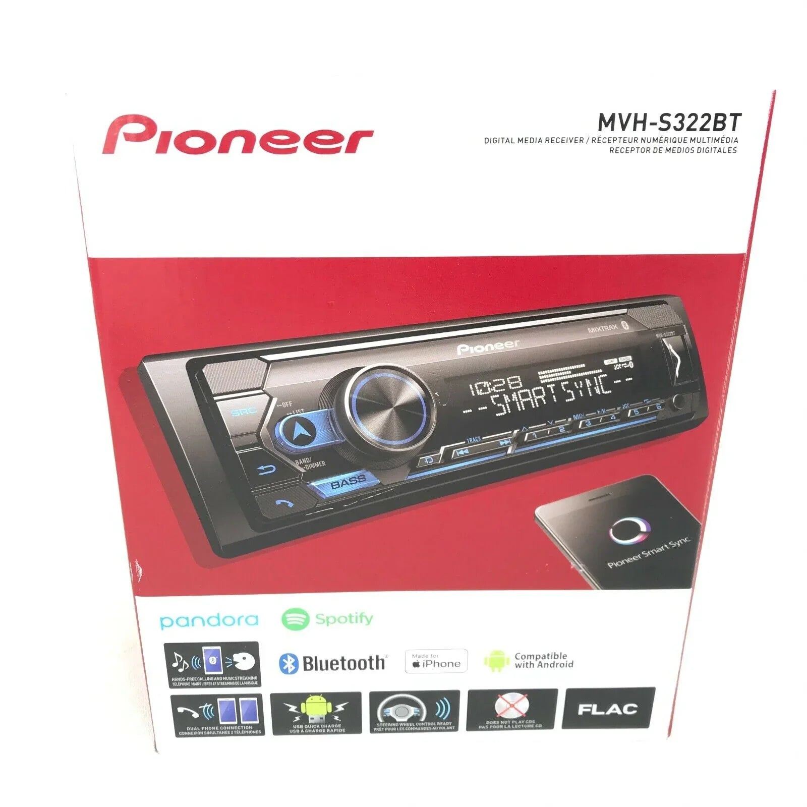 Pioneer MVH-S322BT Car Stereo Single Din Kit Fit 2002-2004 Nissan Altima