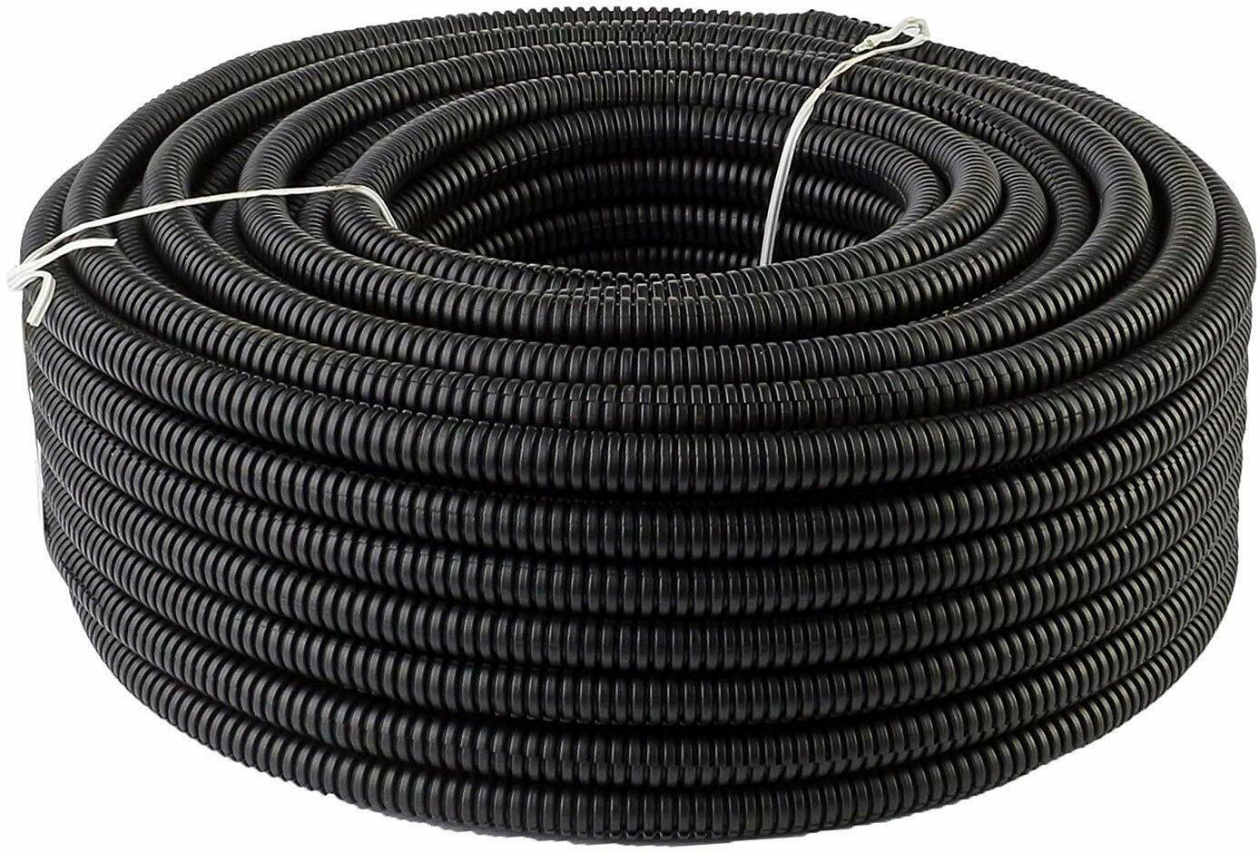 1/2" Polyethylene Split Wire Loom Tubing - Length: 25 Feet - Color: Black