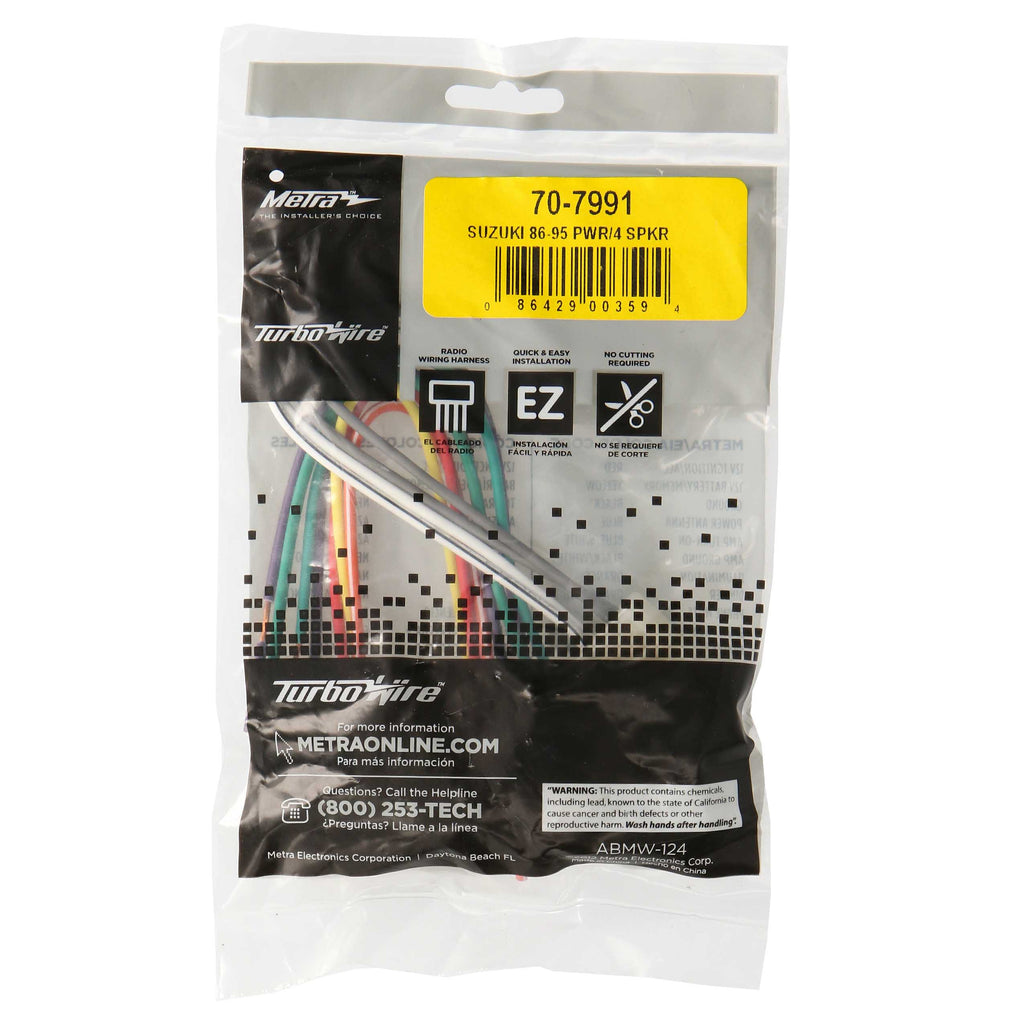 Metra 70-7991 Radio Replacement Harness - Compatible Fits for Suzuki 1986-1995