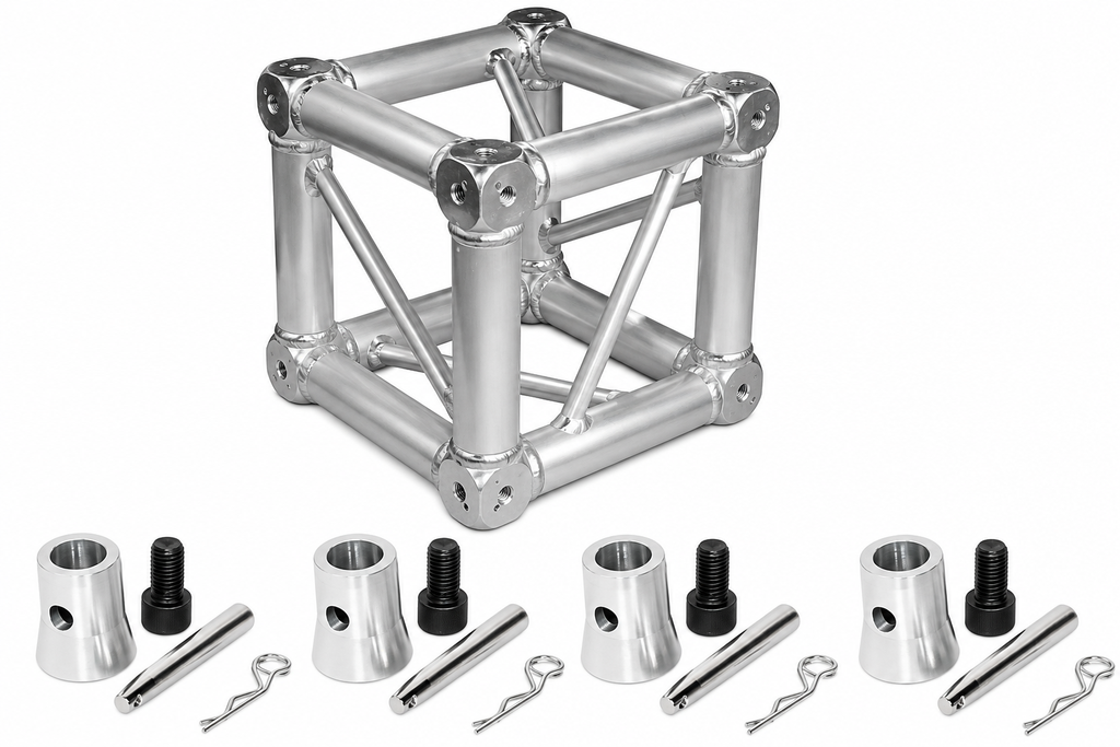 Fits Global Truss Universal 12" Square Corner Junction Box Cube 2 Way-6 Way with 4 Half Conical Couplers for 1 Way Installation