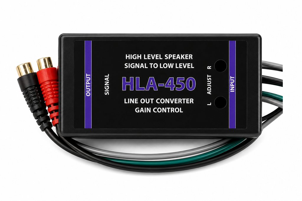 2 Absolute HLA450 2-Ch High-to-Low Line Output Converter Adjustable Speaker Level to RCA Converter