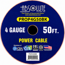 Load image into Gallery viewer, Absolute PROP4G50BK Pro Series Black 50 Feet 4 Gauge Ultra Flexible Power/Ground Battery Amp 12V Cable Wire