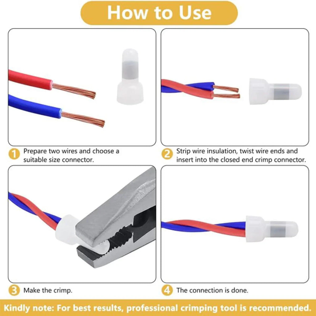 American Terminal CC16G500 500 pcs 16-14 Gauge Close End Crimp Terminal Caps for Car Audio and Electronics