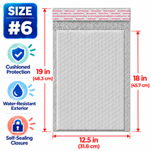 Load image into Gallery viewer, BM Paper 25-Pack #6 12.5" x 18" White Bubble-Lined Poly Mailers Self-Sealing Padded Shipping Envelopes