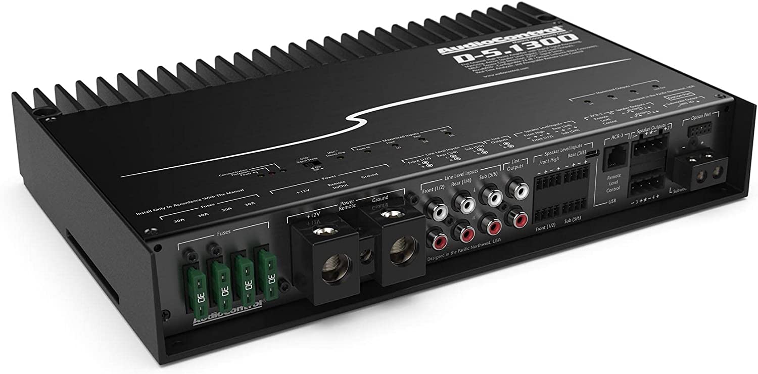 Audio Control D-5.1300 5-channel car amplifier — 100 watts RMS x 4 at 4 ohms + 500 watts RMS x 1 at 2 ohms