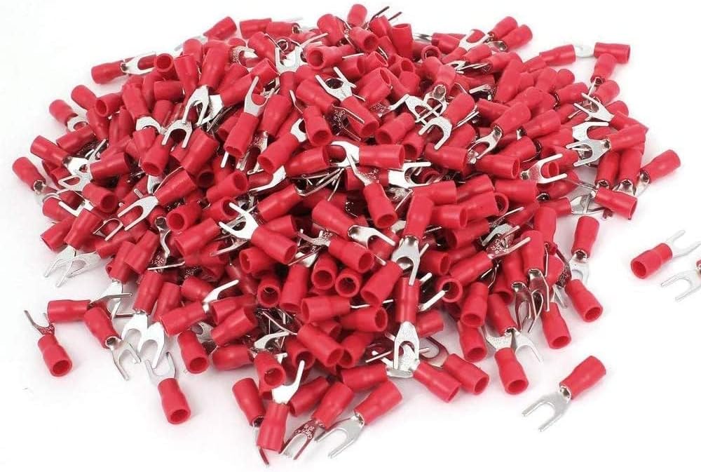 Install Bay RVST10 Red Vinyl Spade Terminal 22-18 Gauge #10 Package of 100