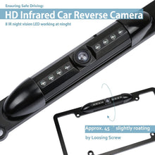 Load image into Gallery viewer, CAM114 Backup Camera Frame License Plate HD Night Vision Rear View 170° Angle Waterproof Compatible with Jensen Car Radio CAR110W CAR710 CAR710X CAR8000 CAR910W CAR910X CDR7011 CM901MIR CMR2720 CR271ML