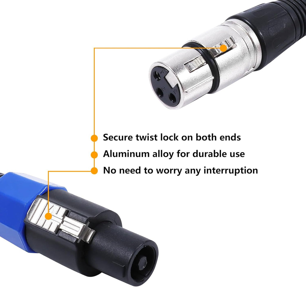 MR DJ CSMXF50 50' Speakon Plug Male to XLR Female Extension Cable for PA DJ Amplifier Stage Monitor