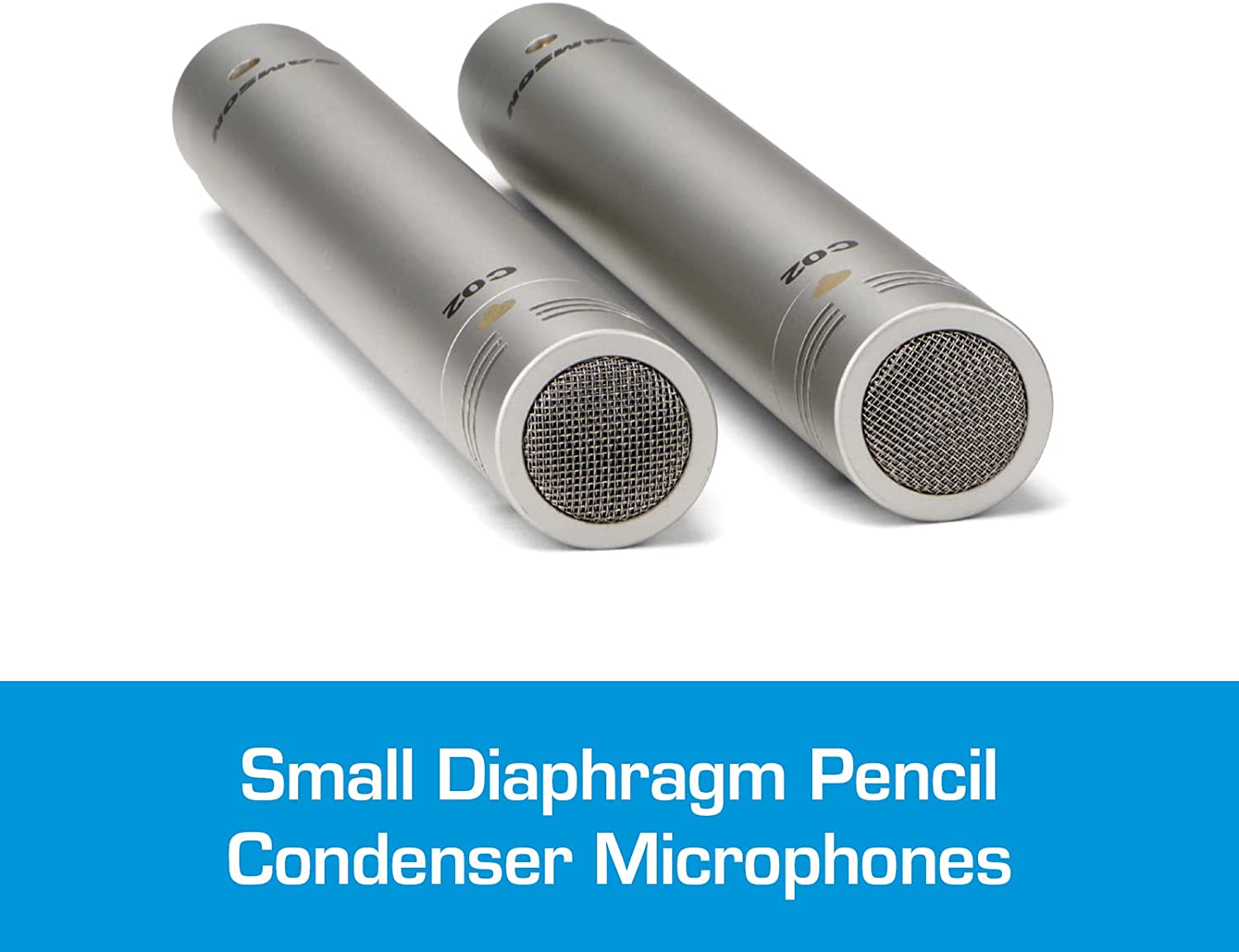 Samson C02 Pencil Condenser Pencil Microphones Pair +2 MR DJ Mic Stand & XLR Cable