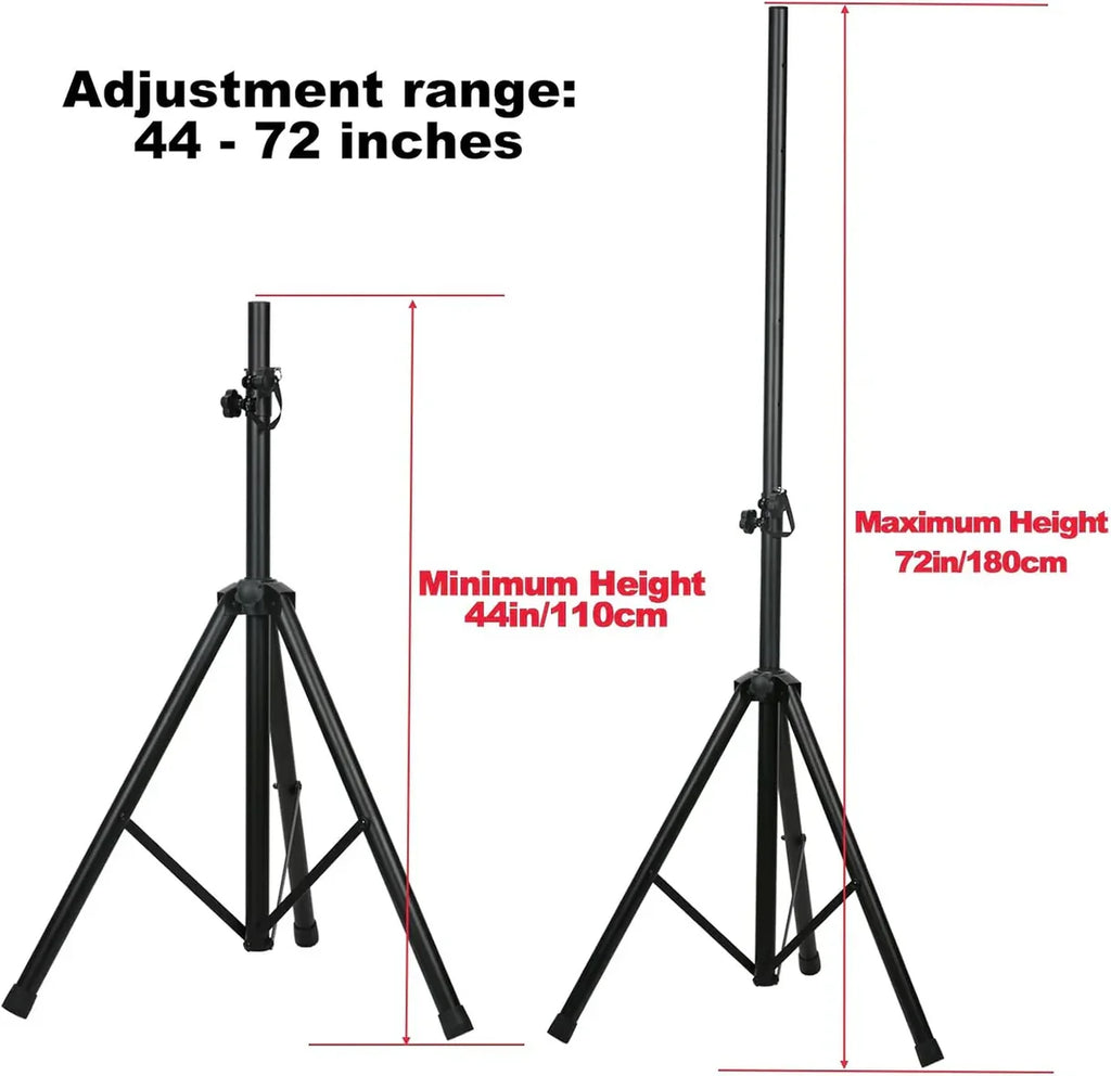 MR DJ Professional PA DJ 2 tripod speaker stands,4-6ft Adjustable Height, 35mm Compatible Insert, for stage/studio monitor/home