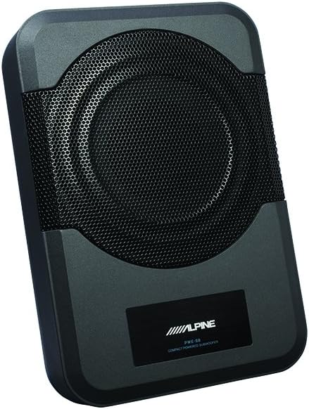 Alpine PWE-S8-WRA Powered Subwoofer 8" Amplified Custom Fit for 2011-up Jeep Wrangler 4 door Under Seat Plug and Play 120 Watt Amplified Subwoofer