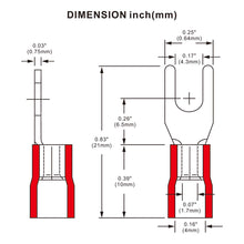 Load image into Gallery viewer, MR DJ DSR8-200 200PCS 18-22AWG Red Insulated Fork Spade Wire Connector Electrical Crimp Terminal