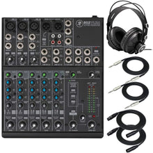Load image into Gallery viewer, Mackie 802VLZ4, 8-channel Ultra Compact Mixer with High-Quality Onyx Preamps with MR DJ Certified Closed-Back Studio Monitor Headphones, 1/4" TRS 12' Cables, &amp; XLR 12' Cables