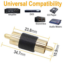 Load image into Gallery viewer, 20 Pack Female &amp; Male Gold RCA cable Cord Coupler Joiner barrel Connectors