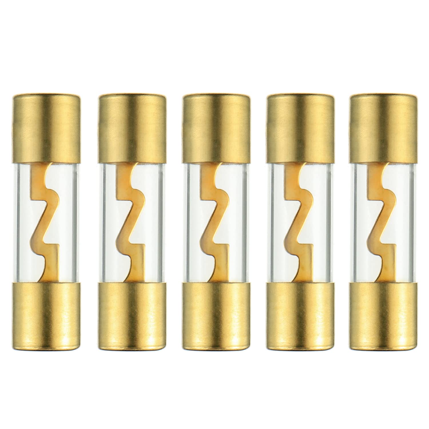 10 XP Audio X-AGU60 60 Amp AGU gold plated fuses round glass fuse