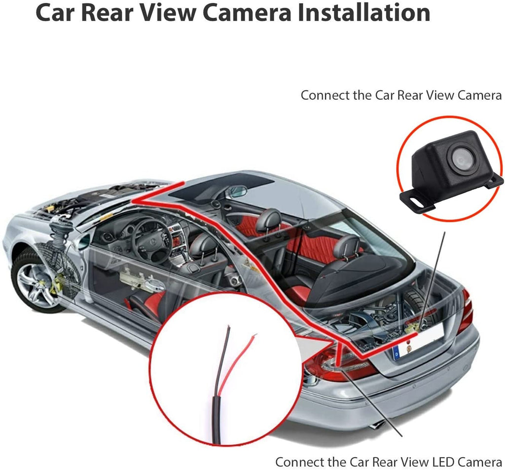 Absolute USA CAM104 Backup Camera License Plate HD Night Vision Rear View 170° Angle Waterproof Compatible with Alpine Car Radio