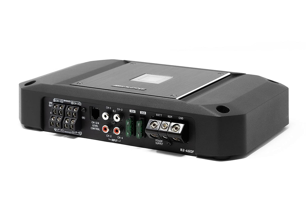 Alpine R2-A60F 4 CH 600W Amplifier & RUX-KNOB.2 Remote Bass Knob & PAK1