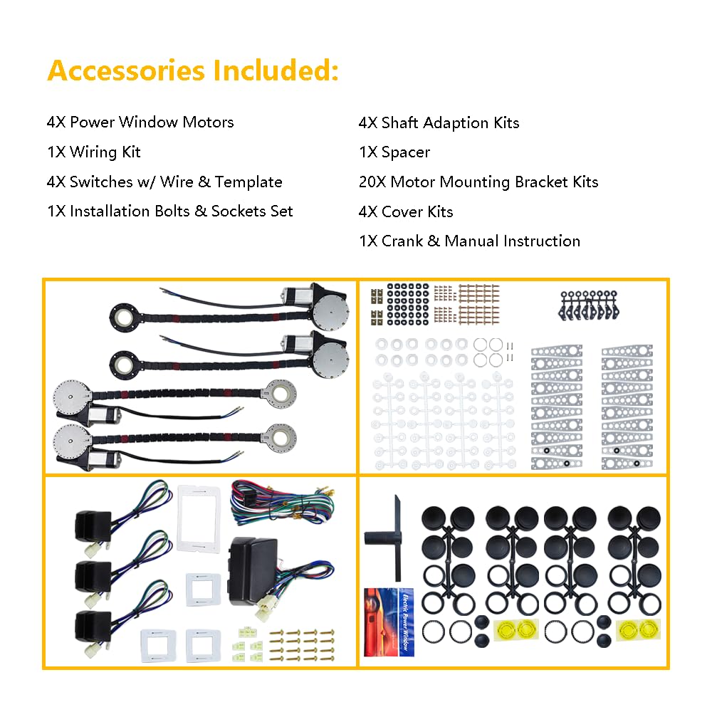 Patron PA-HW800 Universal Electric Power Window Conversion Kit for 4-Door Vehicles