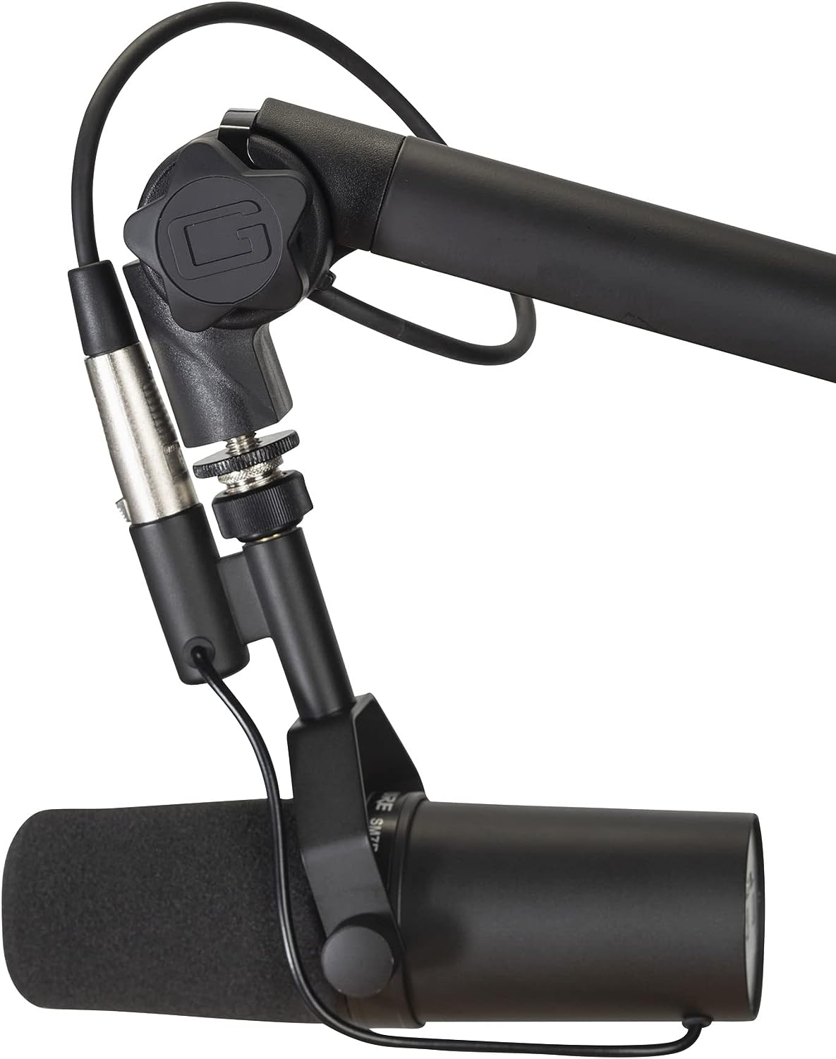 Gator GFWMICBCBM3000 Deluxe Frameworks Desktop Mic Boom Stand - Bundle with Microphone Windscreen, XLR Cable