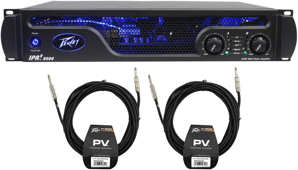 Peavey IPR 2 2000 2-Channel Lightweight 2000W Power Amplifier +MSP1 Mic System + 2 PV 25' Cables