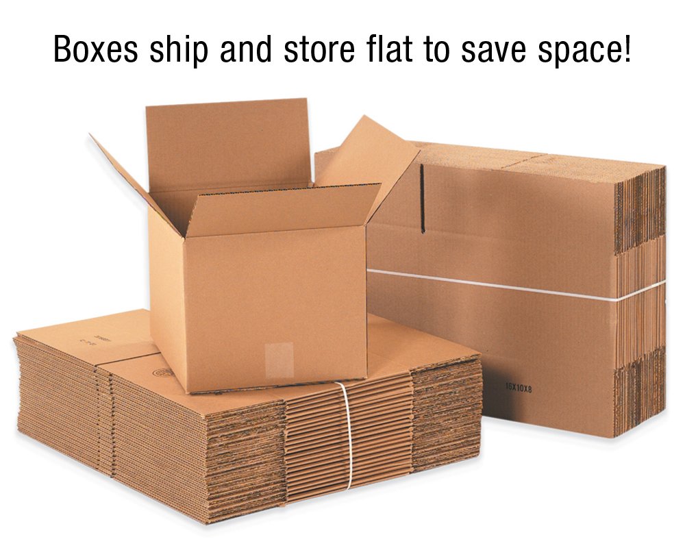 10 Pack Shipping Boxes 15"L x 15"W x 15"H Corrugated Cardboard Box for Packing Moving Storage