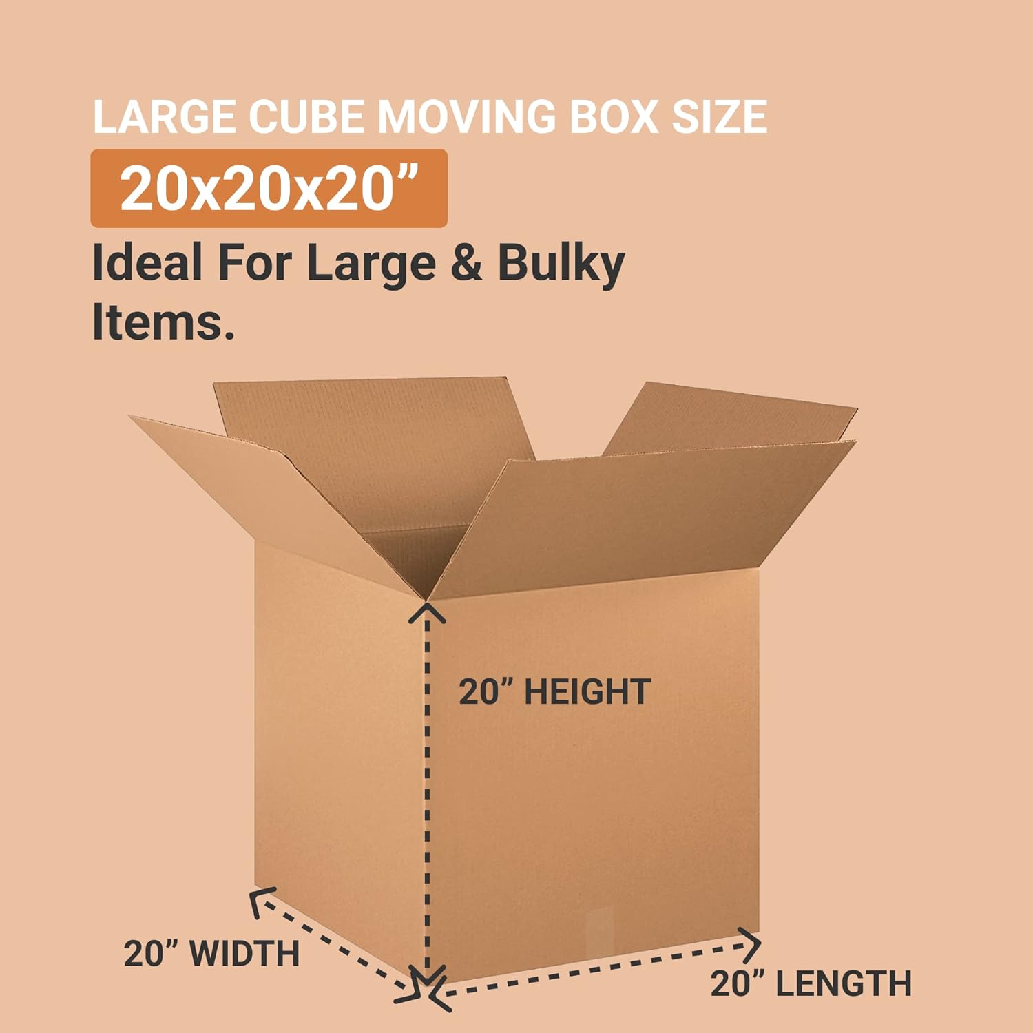 10 Pack Shipping Boxes 20"L x 20"W x 20"H Corrugated Cardboard Box for Packing Moving Storage