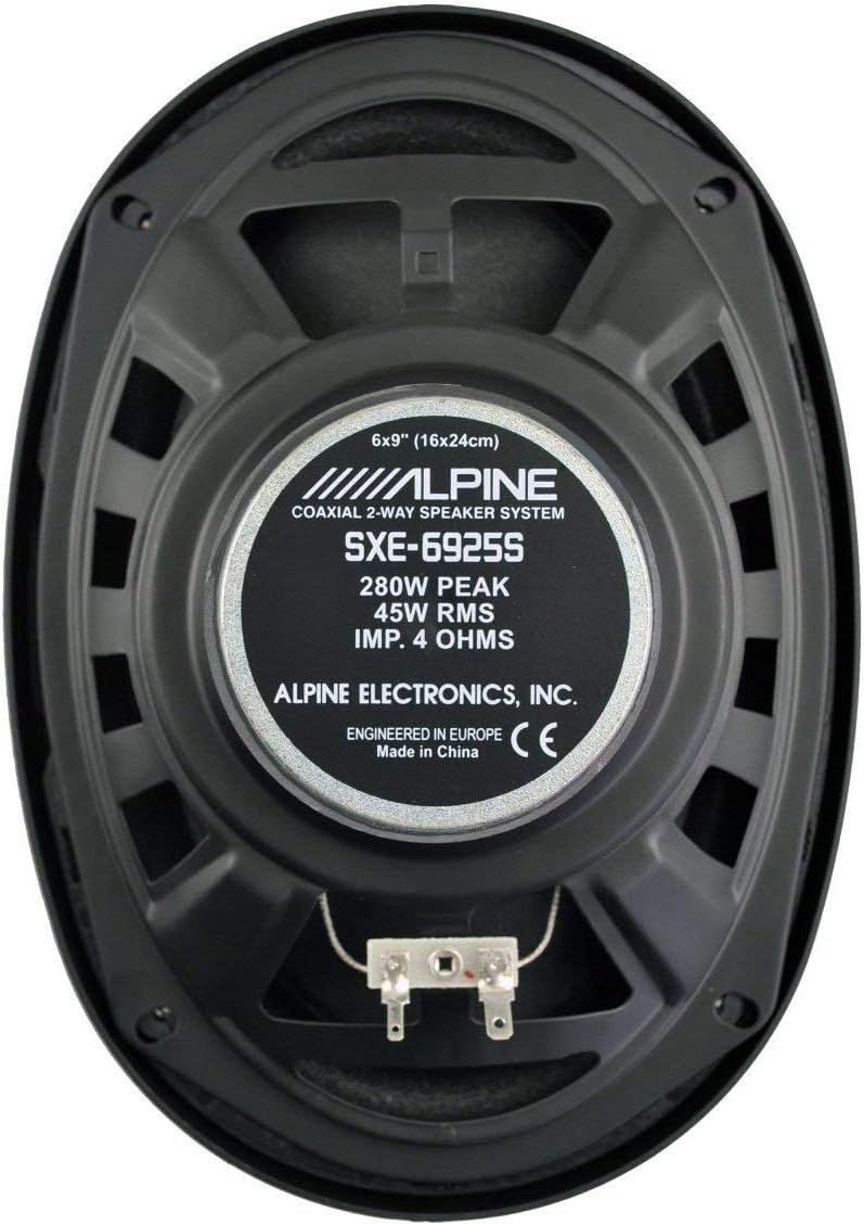 Alpine SXE-6925S 280W 6x9" 2-Way Type-E Series Coaxial Speakers, Mylar Tweeter