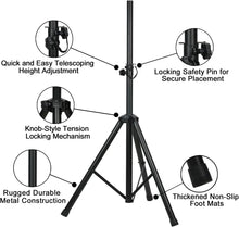 Load image into Gallery viewer, Pair of MR DJ Pro Tripod DJ PA Speaker Stands Adjustable Height Stand