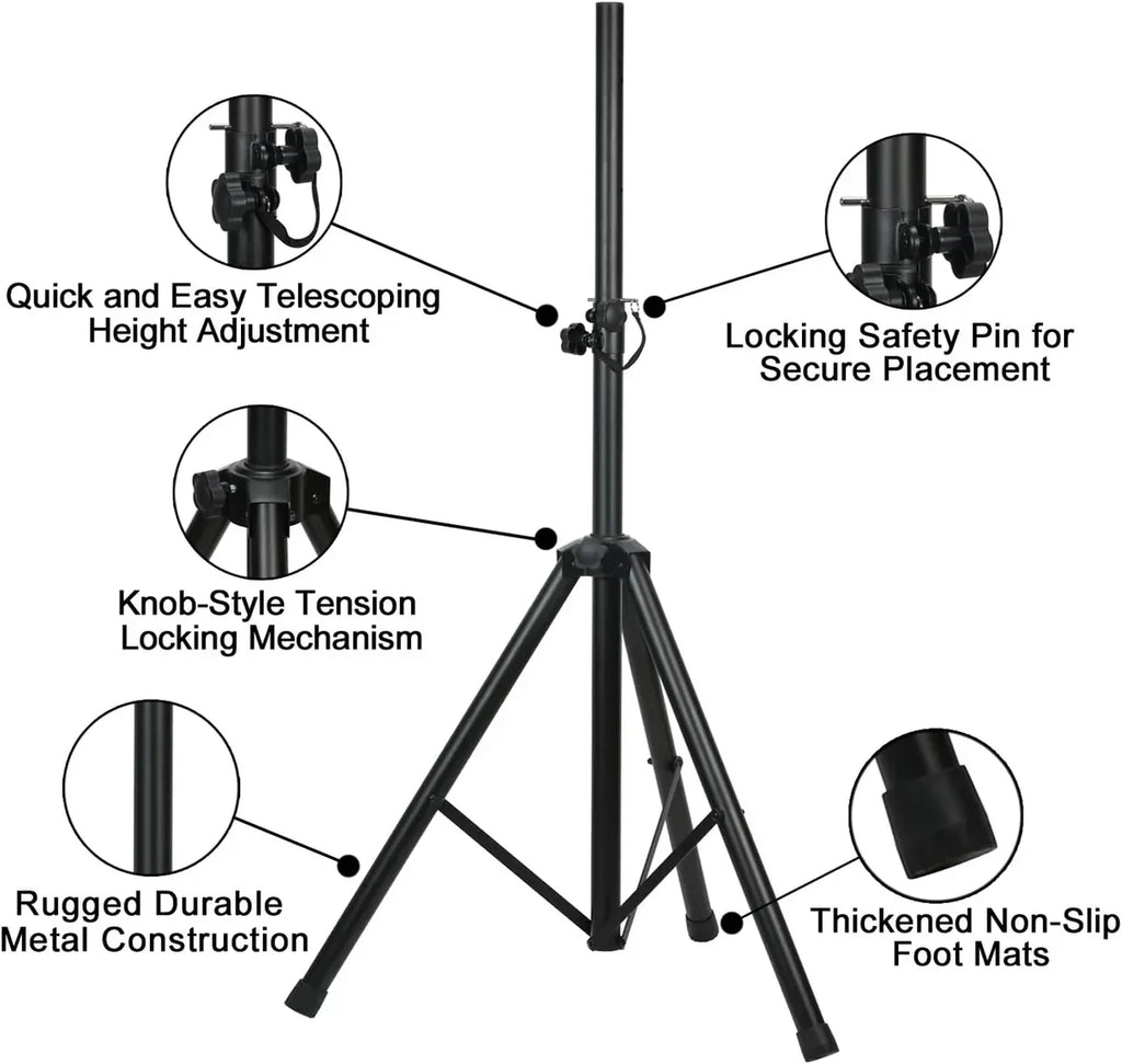 MR DJ SS350B Universal Black Heavy Duty Folding Tripod PRO PA DJ Home On Stage Speaker Stand Mount Holder