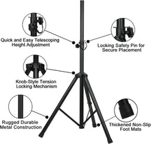 Load image into Gallery viewer, MR DJ SS350B Universal Black Heavy Duty Folding Tripod PRO PA DJ Home On Stage Speaker Stand Mount Holder