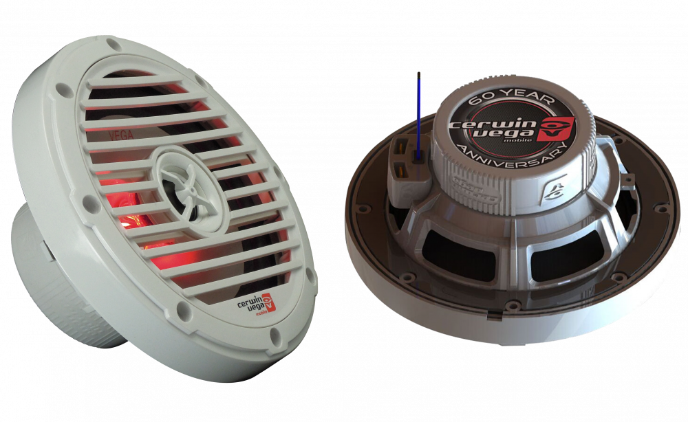 2 Cerwin Vega VM65 6.5" 250W Marine & Powersport Speakers w/LED Lighting