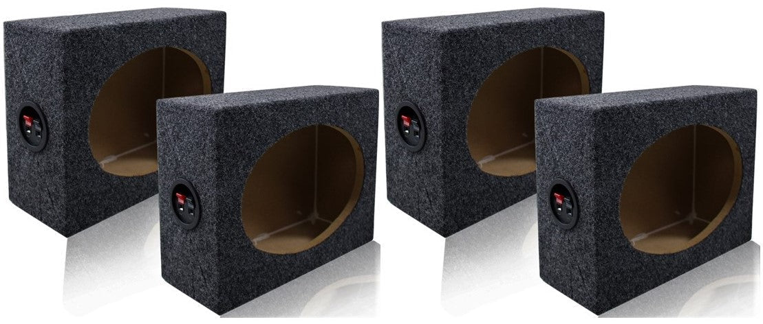 2 Pair MK Audio 6"x9" Square MDF Speaker Box with Black Carpet & Terminal Cups for Car & Home