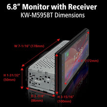 Load image into Gallery viewer, JVC KW-M595BT Digital Media Receiver 6.8" Capacitive Touch Monitor Apple CarPlay- Android Auto w/License Plate