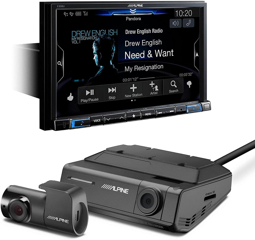 Alpine X308U Digital Media Navigation Receiver DVR-C320 Windshield Mount Dashcam
