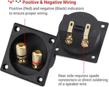 Load image into Gallery viewer, American Terminal 2PCS 2.2 Inch Square 2-Way Speaker Box Terminal Cup Binding Post Subwoofer Box Speaker Terminal for DIY Home Car Stereo Speaker Subwoofer