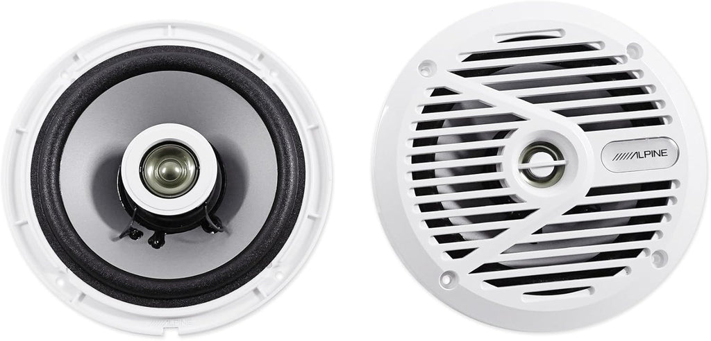 Alpine SPS-M601W 6.5” Coaxial 2-Way Marine Speaker with White Grilles Bundle
