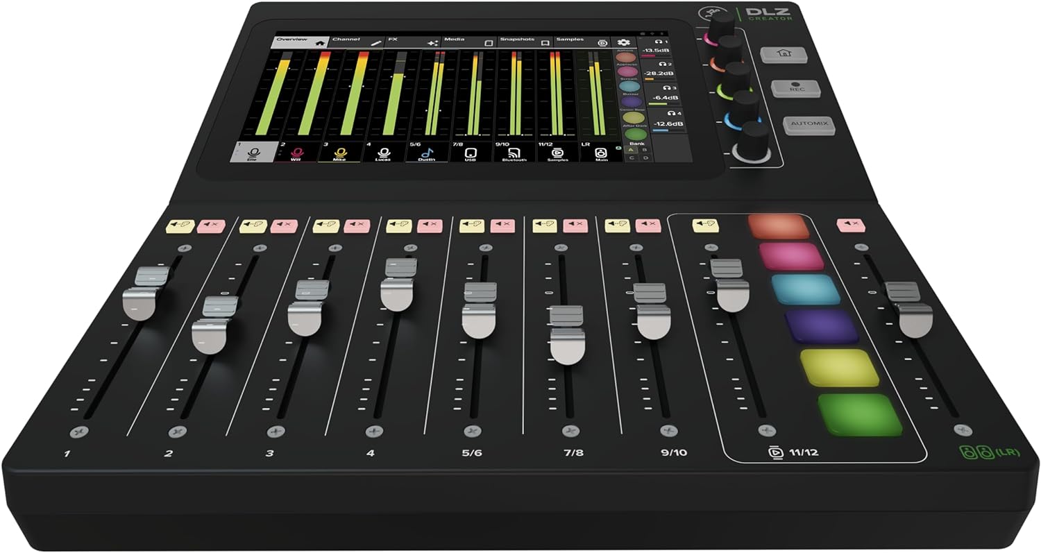 Mackie DLZ Creator Adaptive Digital Mixer for Podcasting, Streaming and YouTube with User Modes, Mix Agent Technology, Auto Mix, Onyx80 Mic Preamps